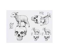 4 x 'Faith Over Fear Lamb Standing on Skull' Temporary Tattoos - Water Resistant, Skin-Safe, Non-Toxic Transfers, Mixed Sizes (TO00076744)