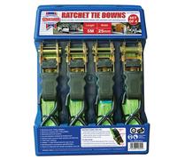 4 x FAITHFULL 5m/16ft Long Ratchet Straps Trailer Car/Van/Boat Tie Downs 272Kg