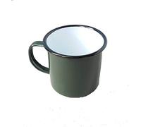 Genware 50018GREEN Black Rim Enamel Mug, Green, 360mL Capacity