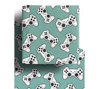 4 x Father's Day Computer Gaming Wrapping Paper Sheets - Premium Recyclable Green Video Game Controller Gift Wrap for Christmas Birthday Girls Boys Wrapping Paper | Made in the UK