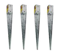 Eliza Tinsley 4 X Fence Post Holder Support Drive Down Spike Wedge Grip Galv For 100mm X 100mm Posts, 750mm Spike (4"x30") Swiftpost, Pack Of 4