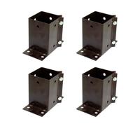 4 x Fence Post Holder 100mm posts Support Flush Fit Shoe Anchor Clamp Grip Brown for 100mm x 100mm posts (4") Eliza Tinsley Swiftpost, Pack of 4