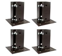 Eliza Tinsley 4 X Fence Post Holder Support Bolt Down Shoe Anchor Clamp Grip Brown For 75mm X 75mm Posts (3") Swiftpost, Pack Of 4