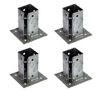 4 x Fence Post Holder 75mm posts Support Bolt Down Shoe Anchor Clamp Grip Galvanised for 75mm x 75mm posts (3") Eliza Tinsley Swiftpost, Pack of 4