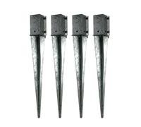 4 x Fence Post Holder 75mm posts Support Drive Down Spike Clamp Grip Galvanised for 75mm x 75mm posts, 750mm spike (3" x 30") Eliza Tinsley Swiftpost, Pack of 4
