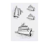 4 x 'Ferry At Sea' Temporary Tattoos - Water Resistant, Skin-Safe, Non-Toxic Transfers, Mixed Sizes (TO00075110)