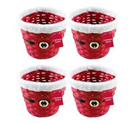 4 x Fill Your Own Christmas Hamper Basket - Small Round Gift Hamper Box - Red Santa Clause Woven Basket - Make Your Own Sweet Hamper Bouquet Or Christmas Table Centerpeice
