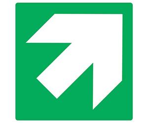4 x FIRE EXIT - diagonal arrow on green pictogram - safety sign self adhesive vinyl weather proof label sticker - 10cm x 10cm - (MPN-5017)
