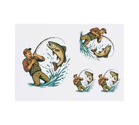 4 x 'Fisherman Big Catch' Temporary Tattoos - Water Resistant, Skin-Safe, Non-Toxic Transfers, Mixed Sizes (TO00086226)