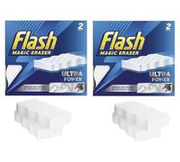 4 x Flash Magic Eraser Sponge | Ultra Power Erases 100% Chemical Free Multi-Functional Sponge Long-Lasting Easy Cleaning for Crayon, Grease and Grimes Comfort and Effortless Shine(Pack of 2 (4pc))