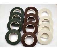 4 X FLORIST STEM TAPE, WIRE FLORAL WORK, BUTTON HOLES, SUGAR CRAFT. WHITE, GREEN & BROWN. X4 (BROWN X 4)