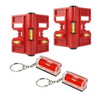 4 x Foldable Angle Spirit Level with Strong Magnet - Adjustable Angle Gauge for Carpenters and DIY enthusiasts - Robust ABS Material (Red)