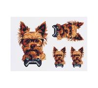 4 x 'Gamer Yorkshire Terrier' Temporary Tattoos - Water Resistant, Skin-Safe, Non-Toxic Transfers, Mixed Sizes (TO00076978)