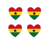 4 X Ghana Flag Heart Iron on Screen Print Transfer Machine Washable Ghanaian