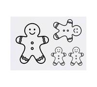 4 x 'Gingerbread Man Outline' Temporary Tattoos - Water Resistant, Skin-Safe, Non-Toxic Transfers, Mixed Sizes (TO00084784)
