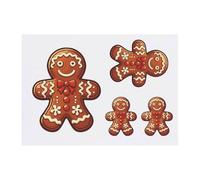 4 x 'Gingerbread Man With Bow Tie' Temporary Tattoos - Water Resistant, Skin-Safe, Non-Toxic Transfers, Mixed Sizes (TO00077490)