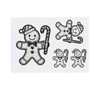 4 x 'Gingerbread Man With Candy Cane' Temporary Tattoos - Water Resistant, Skin-Safe, Non-Toxic Transfers, Mixed Sizes (TO00077478)