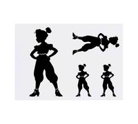 4 x 'Girl Standing Silhouette' Temporary Tattoos - Water Resistant, Skin-Safe, Non-Toxic Transfers, Mixed Sizes (TO00084952)