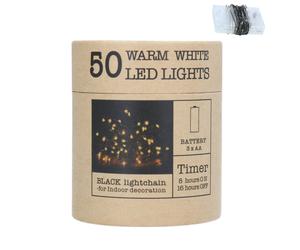 4 x Gisela Graham 50 Warm White LED Lights on Black Wire 5m