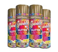4 x Glitter Gold Spray Paint 200ml / 1x Pair of Disposable Gloves Dazzling Effect to Your Hobby Craft & Art Work by Swiss Signature