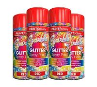 4 x Glitter Red Spray Paint 200ml / 1x Pair of Disposable Gloves Decorative Creative Art and Craft by Swiss Signature