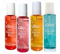 4 x Glow Perfume Mist Vanilla Almond & Salted Caramel, Pink Lychee, Cherry 250ml