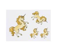 4 x 'Golden Unicorn' Temporary Tattoos - Water Resistant, Skin-Safe, Non-Toxic Transfers, Mixed Sizes (TO00081530)