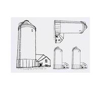4 x 'Grain Silo' Temporary Tattoos - Water Resistant, Skin-Safe, Non-Toxic Transfers, Mixed Sizes (TO00075154)