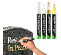 4 x Gravestone Pen White & Gold for Refreshing Faded Grave Inscriptions | Gravestone Colouring Pencil, Quick Drying Waterproof, for Gravestone Paint, High Coverage for Grave Letters & Memorial Stone