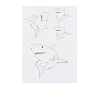 4 x 'Great White Shark' Temporary Tattoos - Water Resistant, Skin-Safe, Non-Toxic Transfers, Mixed Sizes (TO00085108)