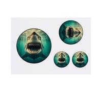 4 x 'Great White Shark' Temporary Tattoos - Water Resistant, Skin-Safe, Non-Toxic Transfers, Mixed Sizes (TO00081788)
