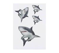 4 x 'Great White Shark' Temporary Tattoos - Water Resistant, Skin-Safe, Non-Toxic Transfers, Mixed Sizes (TO00085110)