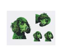 4 x 'Green Poodle Pixel Art' Temporary Tattoos - Water Resistant, Skin-Safe, Non-Toxic Transfers, Mixed Sizes (TO00071094)