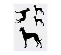 4 x 'Greyhound Silhouette' Temporary Tattoos - Water Resistant, Skin-Safe, Non-Toxic Transfers, Mixed Sizes (TO00012838)