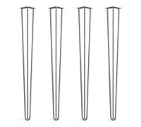 4 x Hairpin Legs from DT IRONCRAFT - 102cm 3 Rod / 12mm, Bare Steel with Floor Protector Feet & Screws - Heavy Duty Bar Table Legs