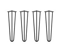 4 x Hairpin Legs from DT IRONCRAFT - 45cm 3 Rod / 10mm, Black - High Coffee Table, Side Table Legs with Floor Protector Feet & Screws