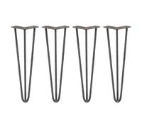Monstershop 4 x 16" Hairpin Legs - 3 Prong - 10mm - Raw Steel in Silver Monstershop Silver