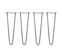 SKISKI LEGS 4 x Hairpin Legs/Hair Pin Legs Set Furniture Desk Bench Chair Table 16" 2 Prong 10mm Raw Steel & Protector Feet…