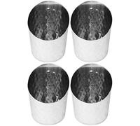 4 x Hammered Stainless Steel 8.5cm (Dia) x 10.5cm (H) Side/Chip/Fries Serving Dishes/Bowls