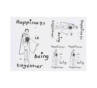 4 x 'Happiness Is Being Together ' Temporary Tattoos - Water Resistant, Skin-Safe, Non-Toxic Transfers, Mixed Sizes (TO00076534)
