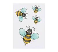 4 x 'Happy Bumble Bee' Temporary Tattoos - Water Resistant, Skin-Safe, Non-Toxic Transfers, Mixed Sizes (TO00059172)