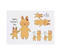 4 x 'Happy Mother's Day Bunnies' Temporary Tattoos - Water Resistant, Skin-Safe, Non-Toxic Transfers, Mixed Sizes (TO00083520)