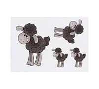 4 x 'Happy Sheep' Temporary Tattoos - Water Resistant, Skin-Safe, Non-Toxic Transfers, Mixed Sizes (TO00038837)
