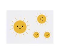 4 x 'Happy Sunshine' Temporary Tattoos - Water Resistant, Skin-Safe, Non-Toxic Transfers, Mixed Sizes (TO00085074)