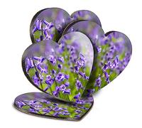 4 x Heart Coasters - Bluebell Forest Flowers Woods Blue Cork Backed MDF Glossy Tea Coffee Accessory #50347
