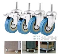 4 X Heavy Duty 3"/4" 500Kg Rubber Swivel Castor Wheels Trolley Furniture Caster