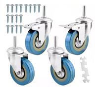 4 X Heavy Duty 75mm 500Kg Rubber Swivel Castor Wheels Trolley Furniture Caster