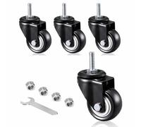 4 x Heavy Duty Castor Wheels For Furniture,Swivel Castors With Brakes,Caster For Furniture,Small Rubber Transport Wheels,360° Swivel Castors,Black,4Nobrakes-40mm/M8x25mm