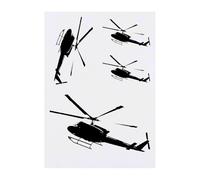 4 x 'Helicopter Silhouette' Temporary Tattoos - Water Resistant, Skin-Safe, Non-Toxic Transfers, Mixed Sizes (TO00074558)