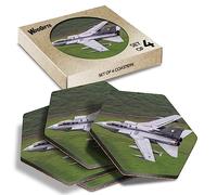 4 x Hexagon Coasters - RAF Tornado Jet Airplane Plane Cork Backed MDF Glossy Tea Coffee Accessory #51846